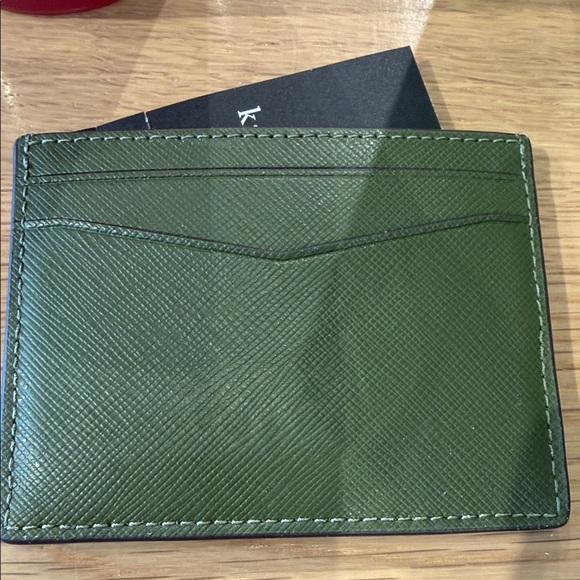 kate spade Green Saffiano Leather Card Holder with Logo - Picture 2 of 3